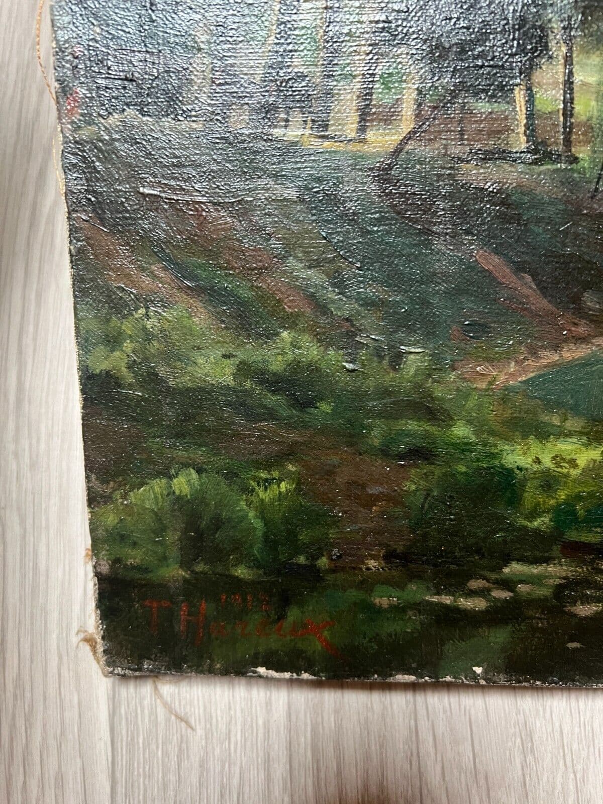 Antique Painting Original Landscape, Forest, Trees signed HAREUX image 9