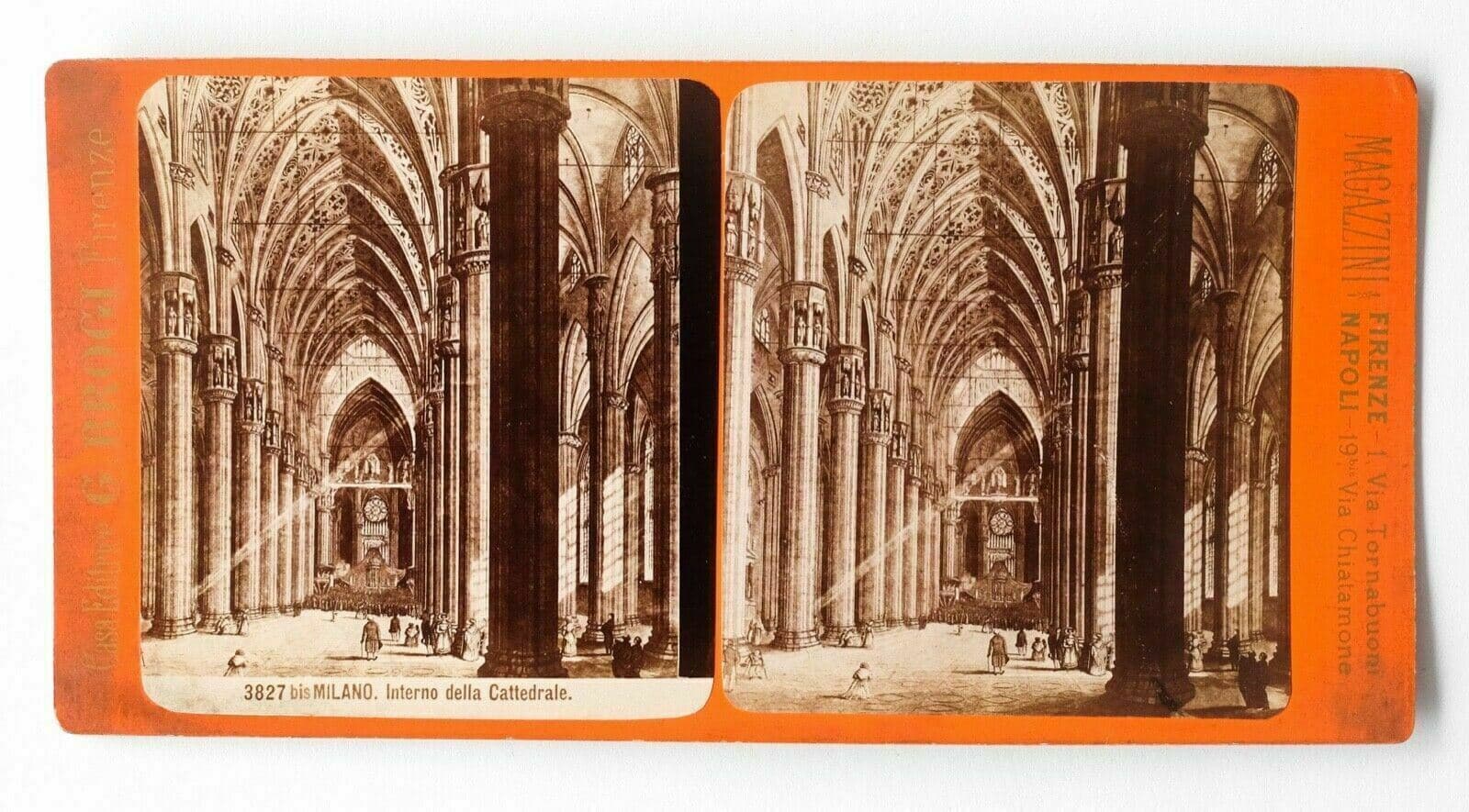G.BROGI - Milano, interno della Cattedrale, Italy Vintage Stereoview image 1