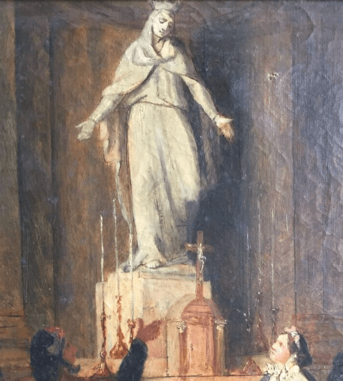 Antique Original Painting Painting Religious Scene, Church, Mary 19th century image 4