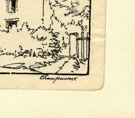 Vintage Ink Drawing Original signed Village in Ruines, Lorraine 1917 image 5
