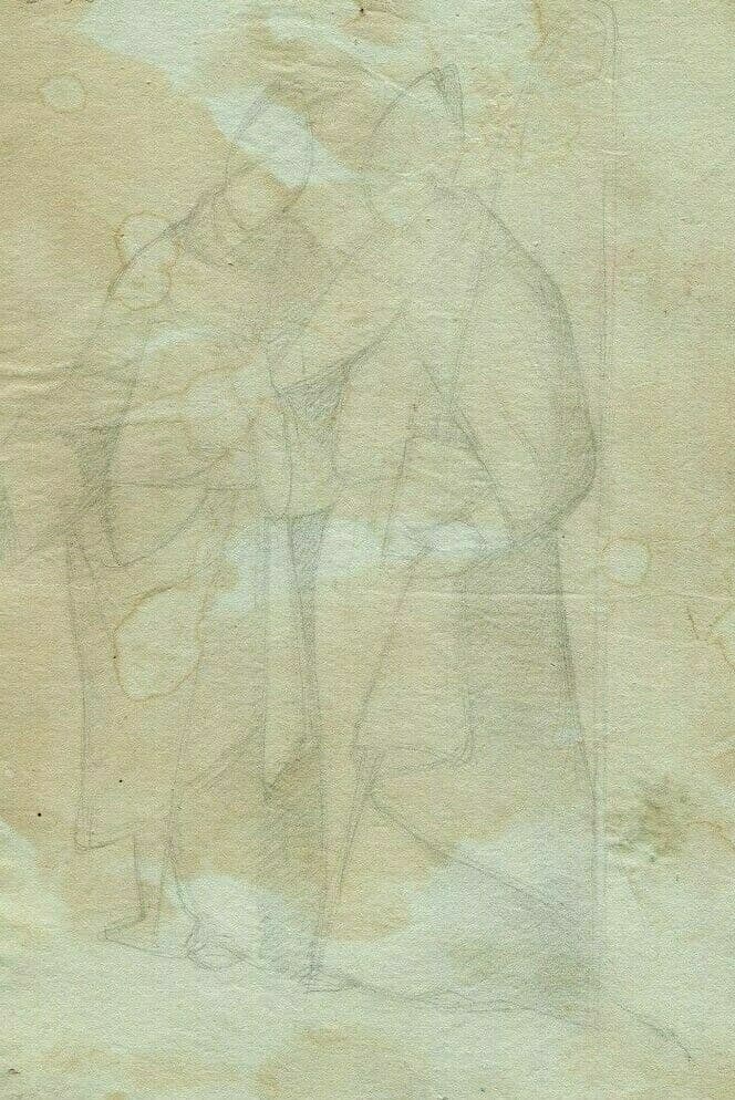 Antique Pencil Drawing 19th century Religious Orthodox Priests Portrait image 1