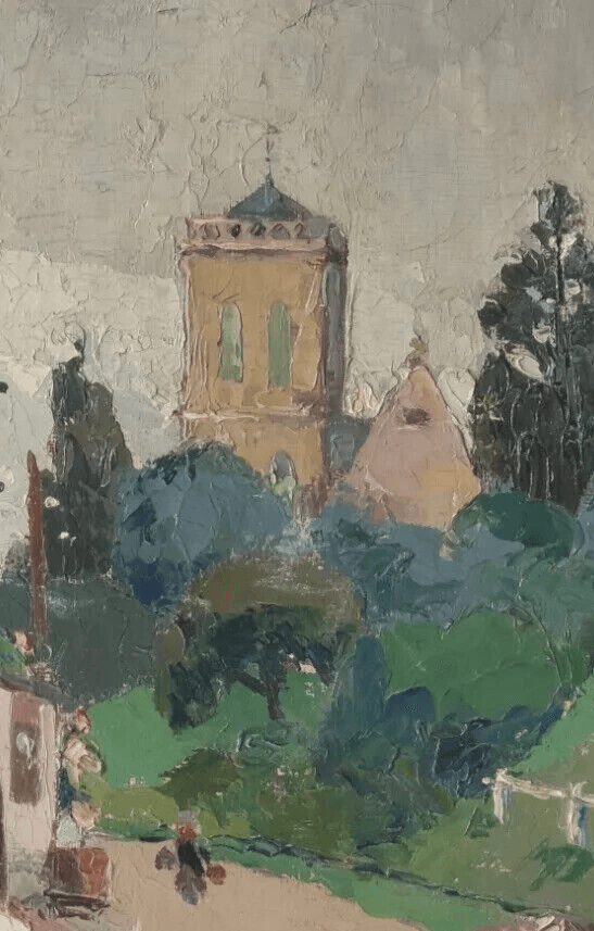 Antique Original Painting Cityview, St Jean de Chamat 1901 signed French image 4