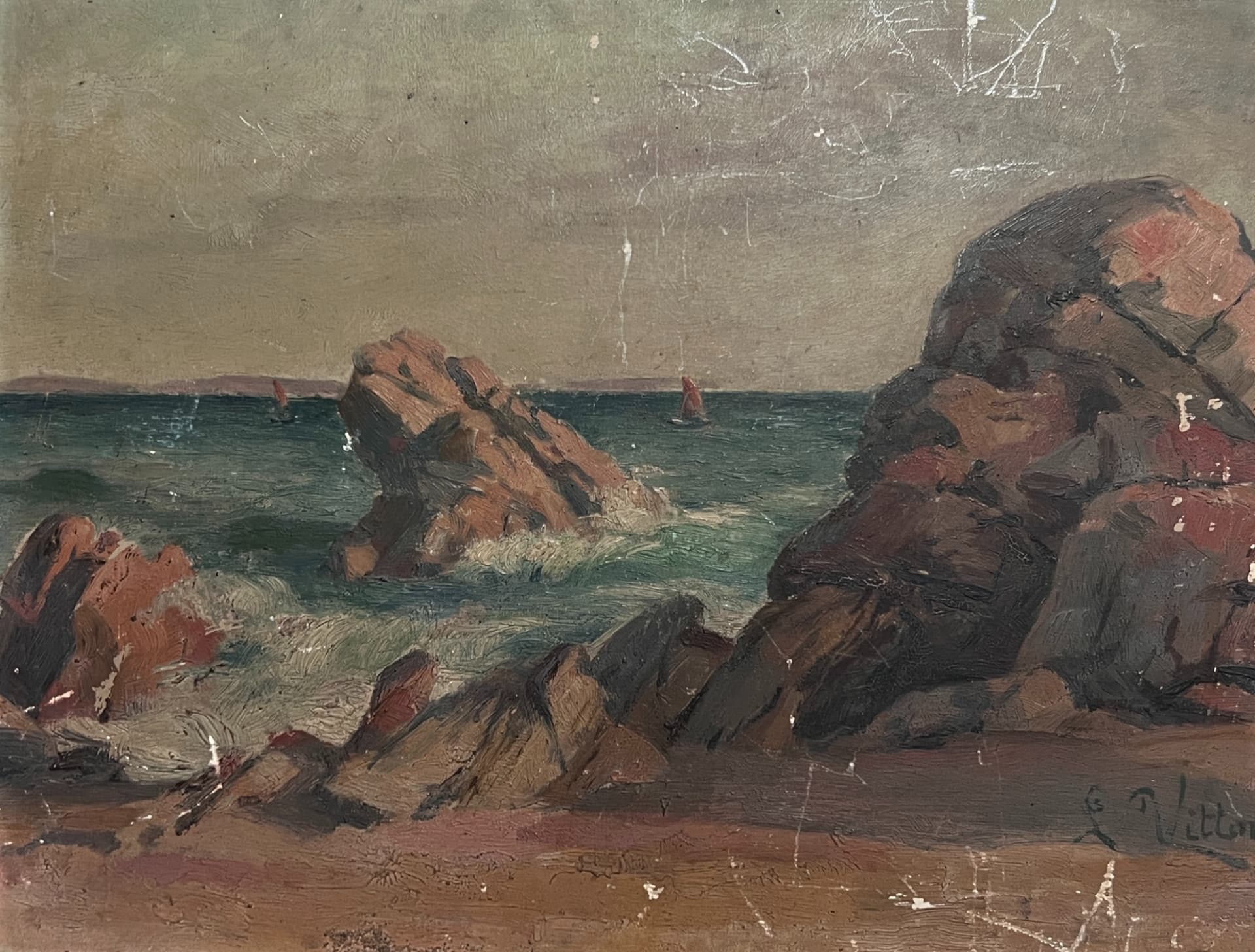 Painting Marine Rocks Landscape