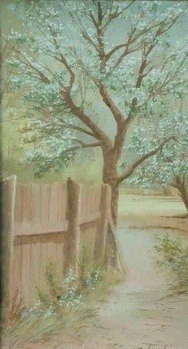 Russian Painting Landscape Path and Trees image 1