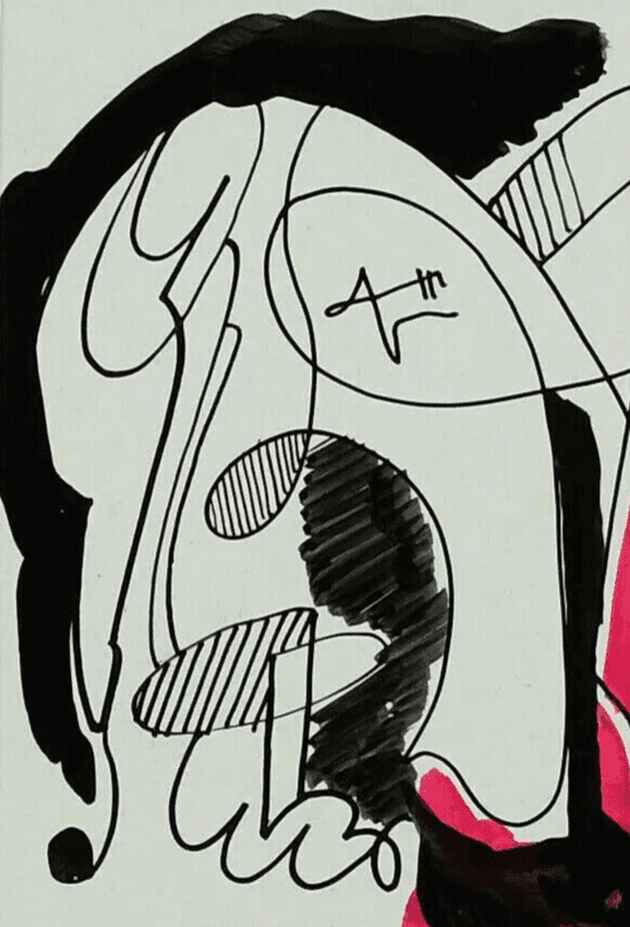 Abstract Original Signed Drawing Abstraction, Woman, Watercolor, Ink image 2