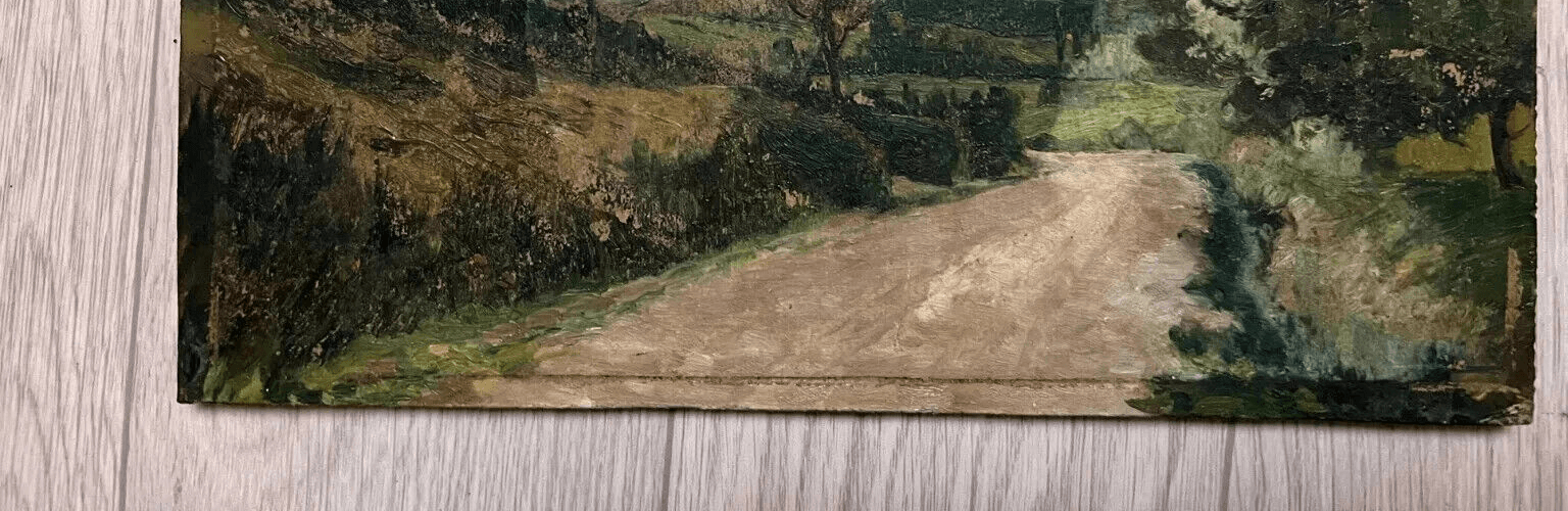 Antique Original Painting Landscape, Forest, Trees image 4