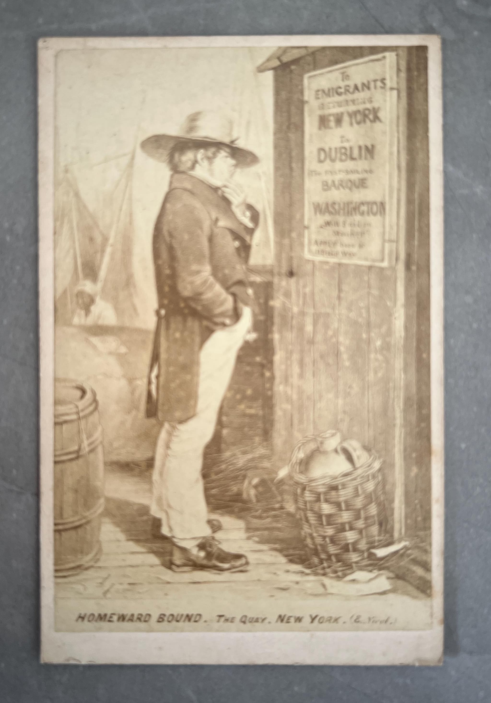 Antique Carte de Visite – 19th Century Emigrant Scene – “Homeward Bound” by E. image 1