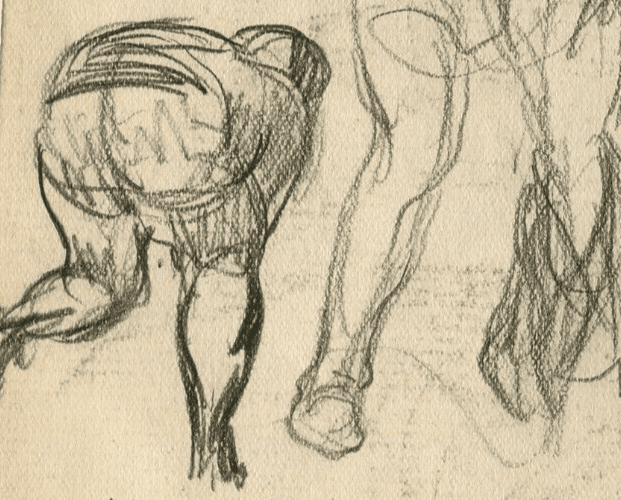 Antique Pencil Drawing Original Sketch Figures, Michel Ange Artwork, Signed image 4