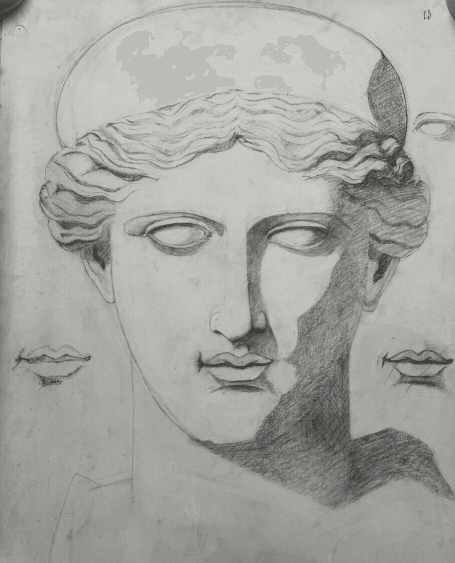 Antique Original Drawing Man, Portrait, Sculpture, Profil image 1