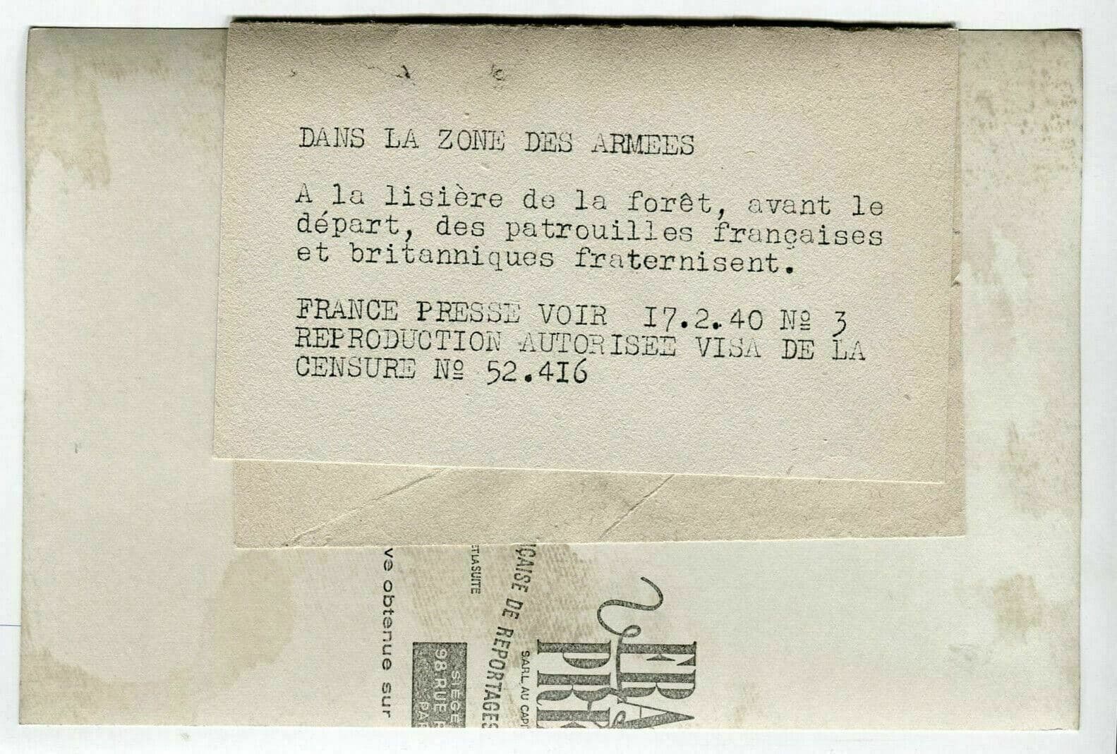 Vintage Photograph France Presse Zone French and English Armies WWII 17.02.1940 image 3