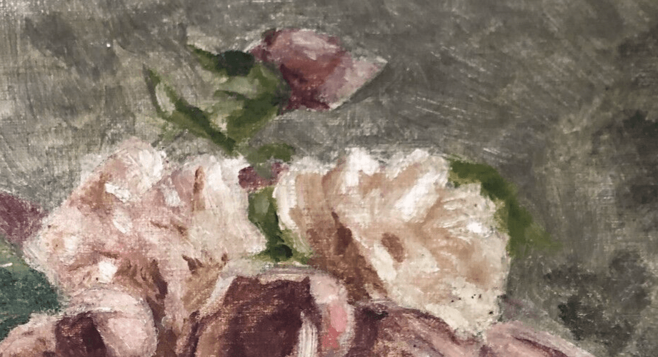 Antique Original Painting Still Life, Bouquet, Flower, Roses, Floral signed image 5