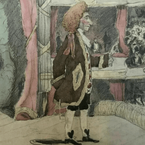 Vintage Drawing Original Opera Singer, Man in a Theater Artwork image 5