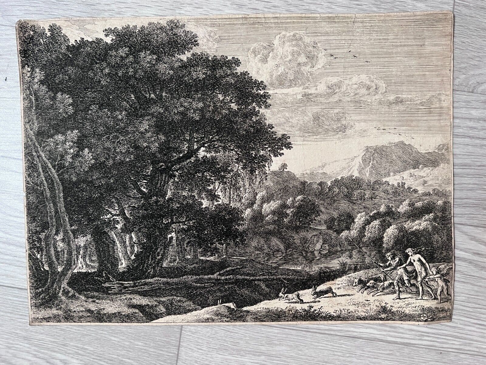 Antique Original Etching Venus Adonis Hunting, Herman Van Swanevelt (1603-1655) image 7