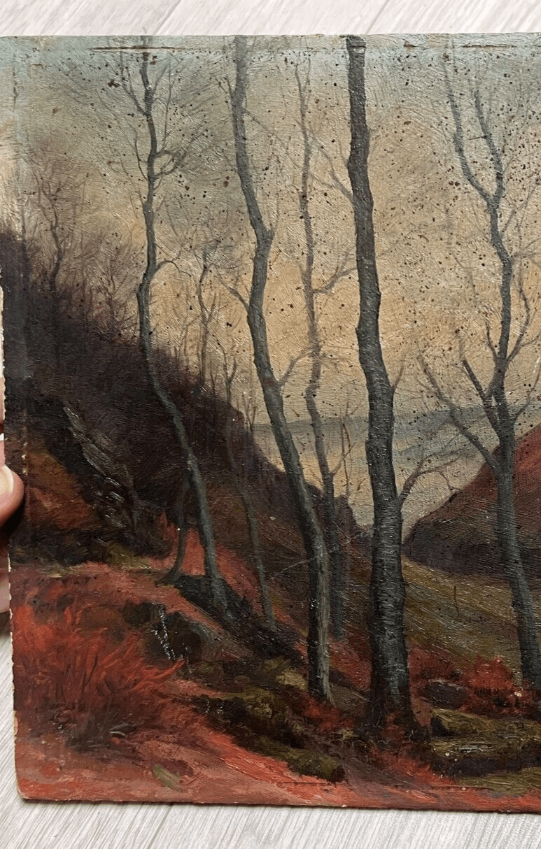 Antique Original Painting Landscape, Barbizon, Trees, Forest, Sea image 3