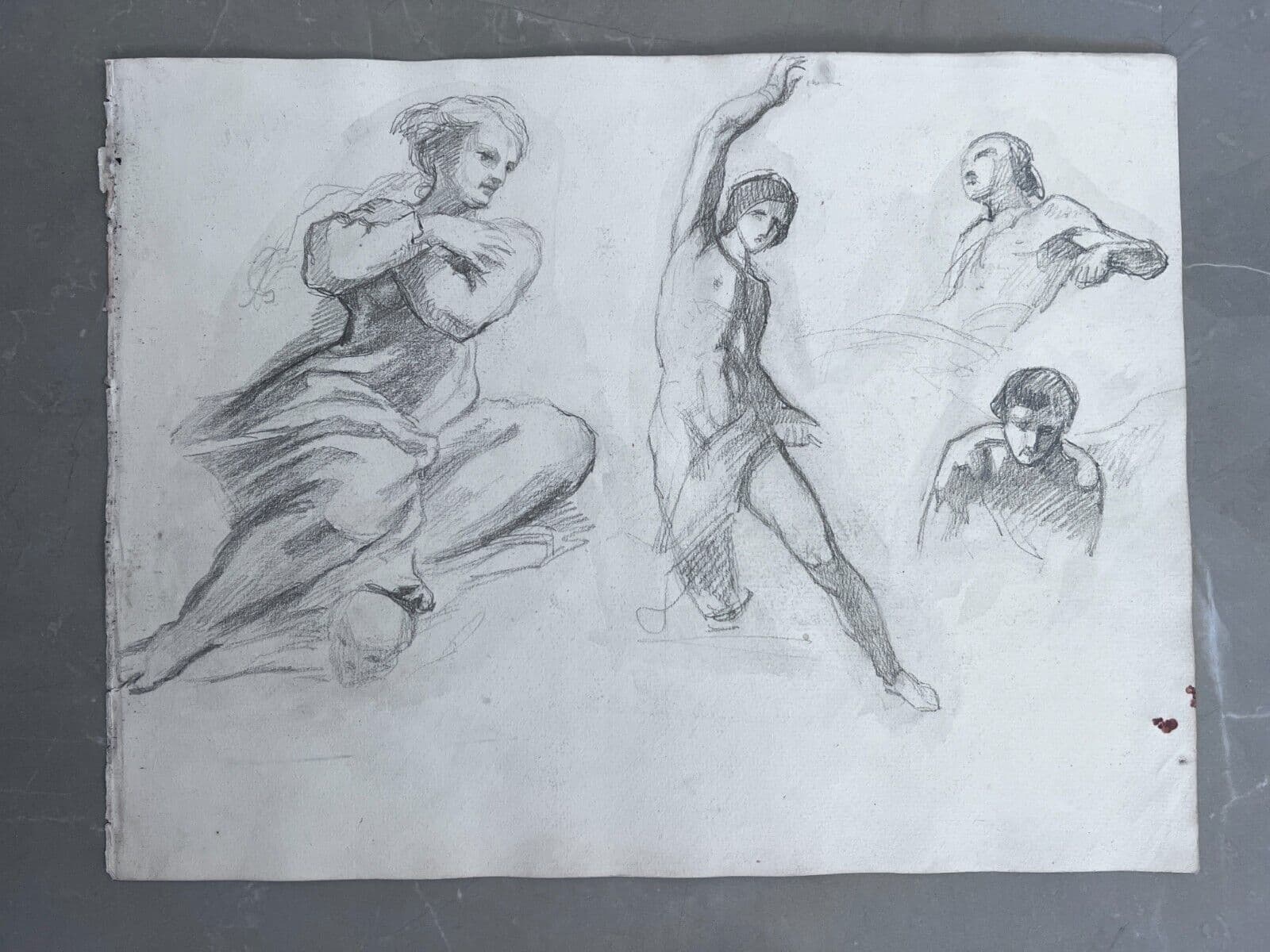 Antique Original Drawing 19th century People, Portraits, Woman, Man, Sketches image 2