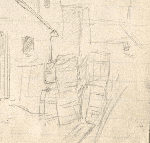 Antique Pencil Drawing Original House, Interior, Scene of life image 3