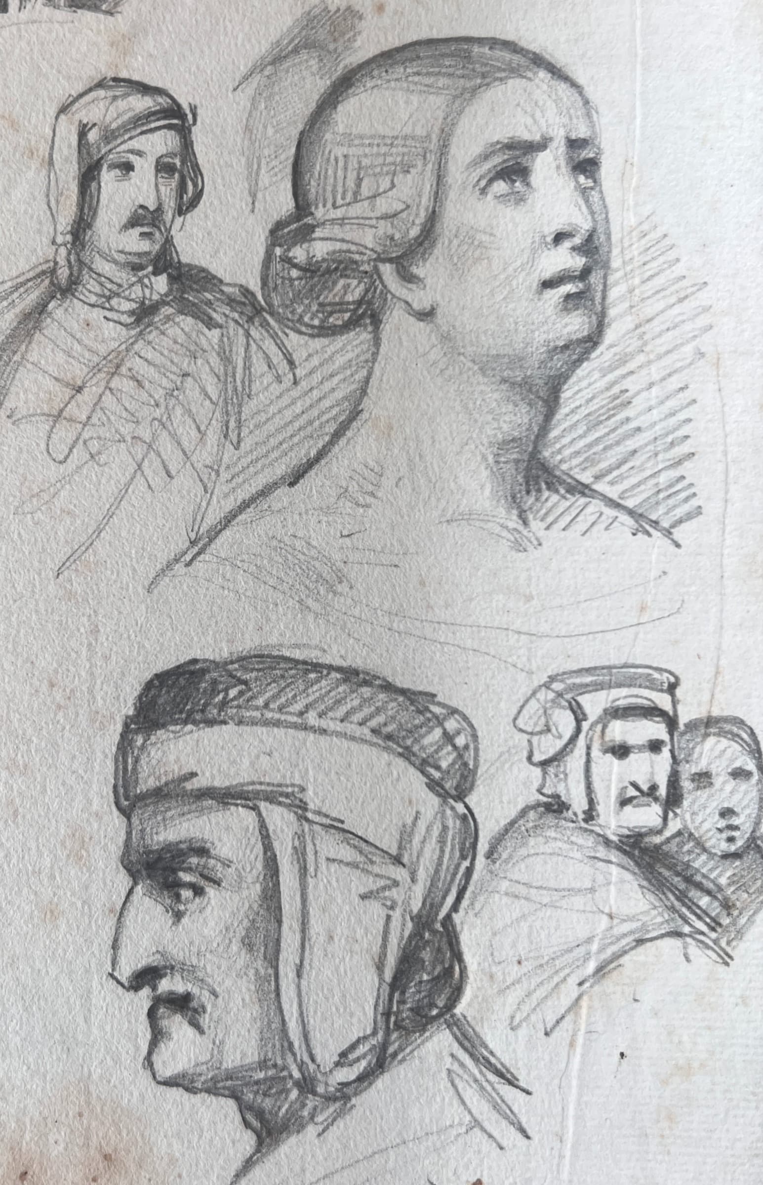 Women and Man Portraits 19th century Drawing image 1