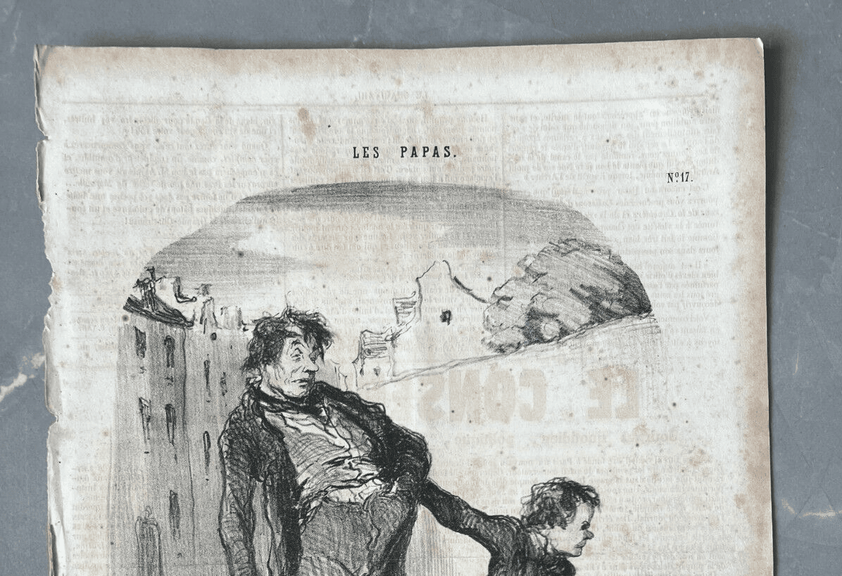 Antique Print 19th century Daumier, les Papas, le fils Modele image 3