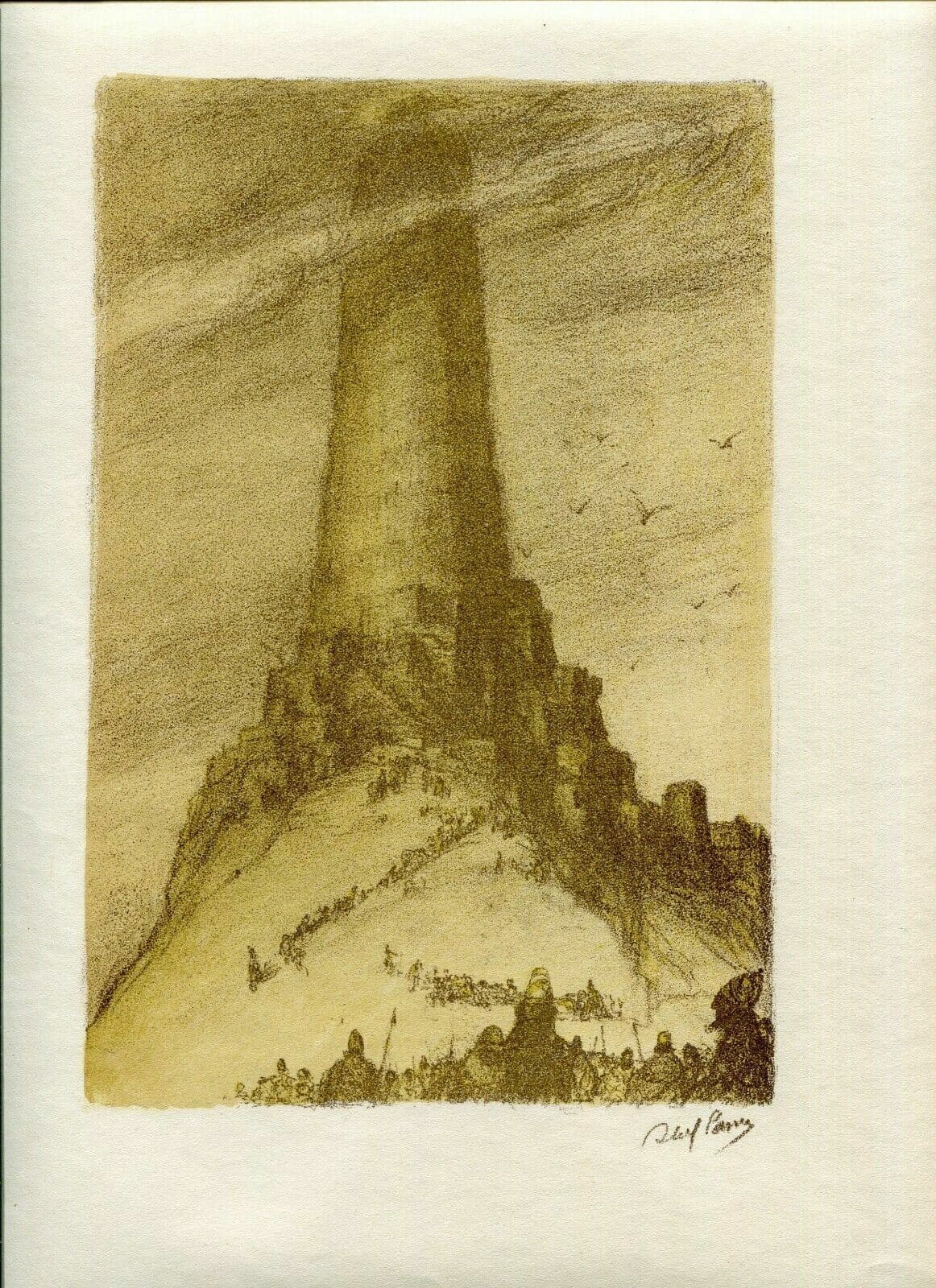 Lithography by Abel Pfeffermann PANN (1883-1963) Bible, Tower of Babel image 2