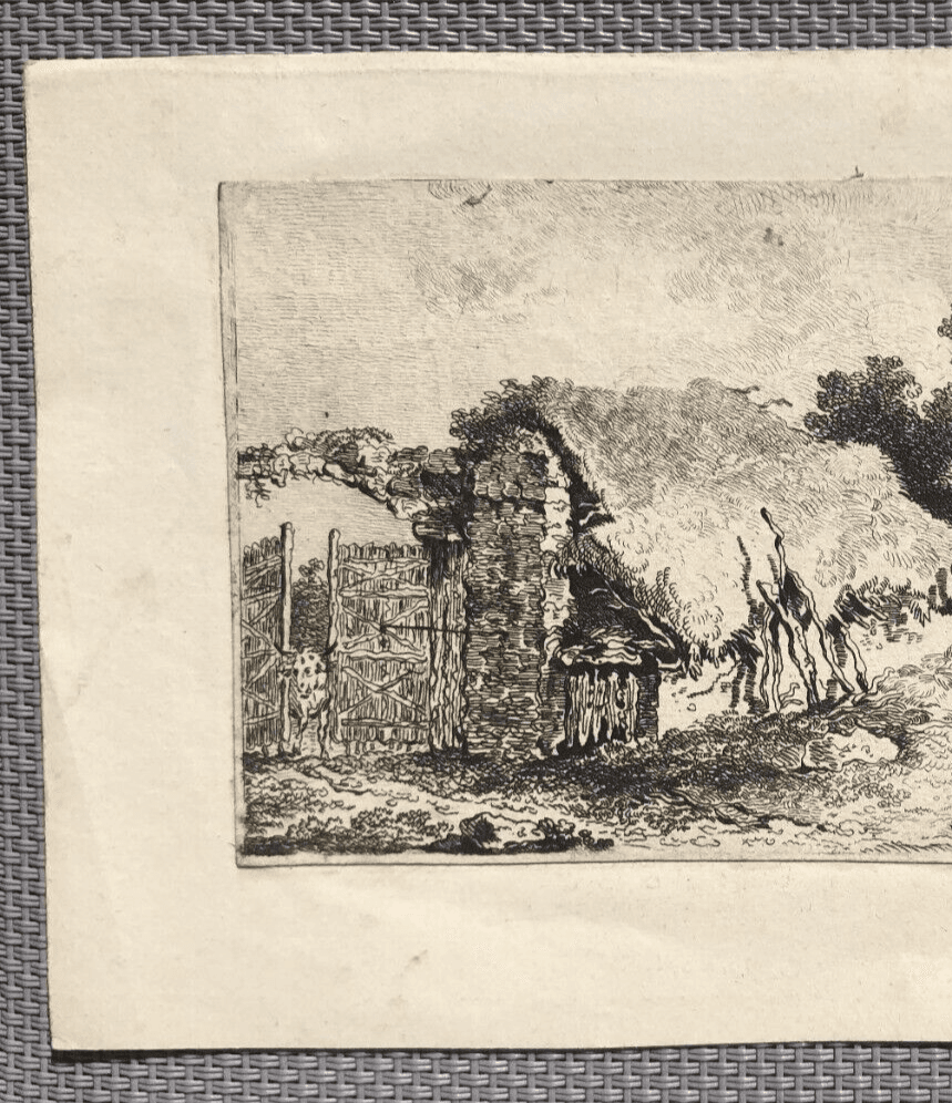 Antique Original Engraving Landscape, House, People, Frédéric Théodore Faber image 5