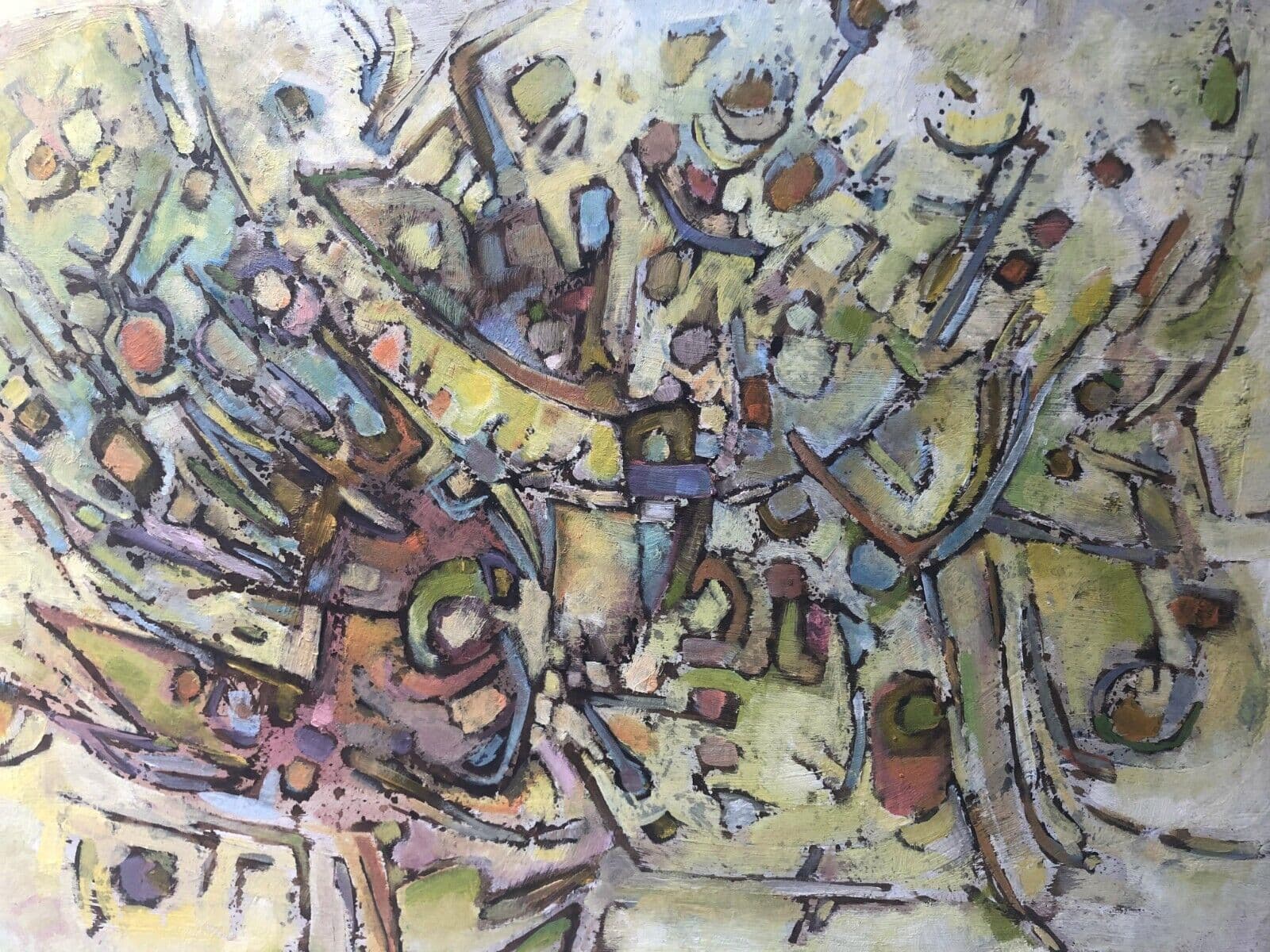 Antique Original Painting Abstraction, Portrait around BISSIÈRE image 1