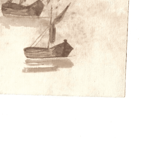 Antique Ink Drawing Original 19th century Boats Sketches image 6