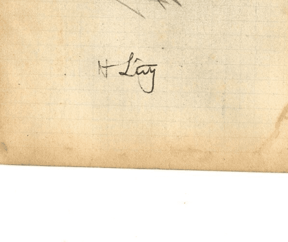Vintage Pencil Original Drawing signed Man with Moustache Portrait image 5