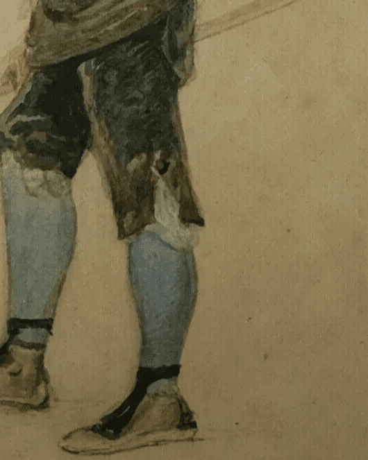 Antique Drawing 19th century Pastel Italian Man with a Stick Original image 5
