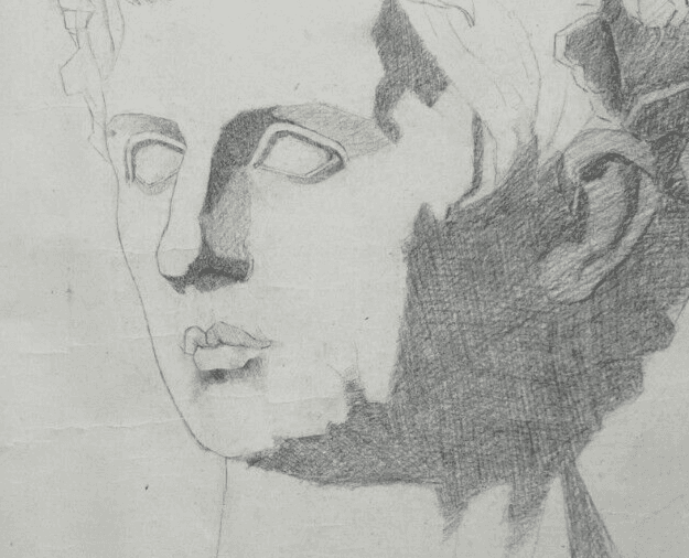 Antique Original Drawing Man, Portrait, Sculpture, Profil image 3