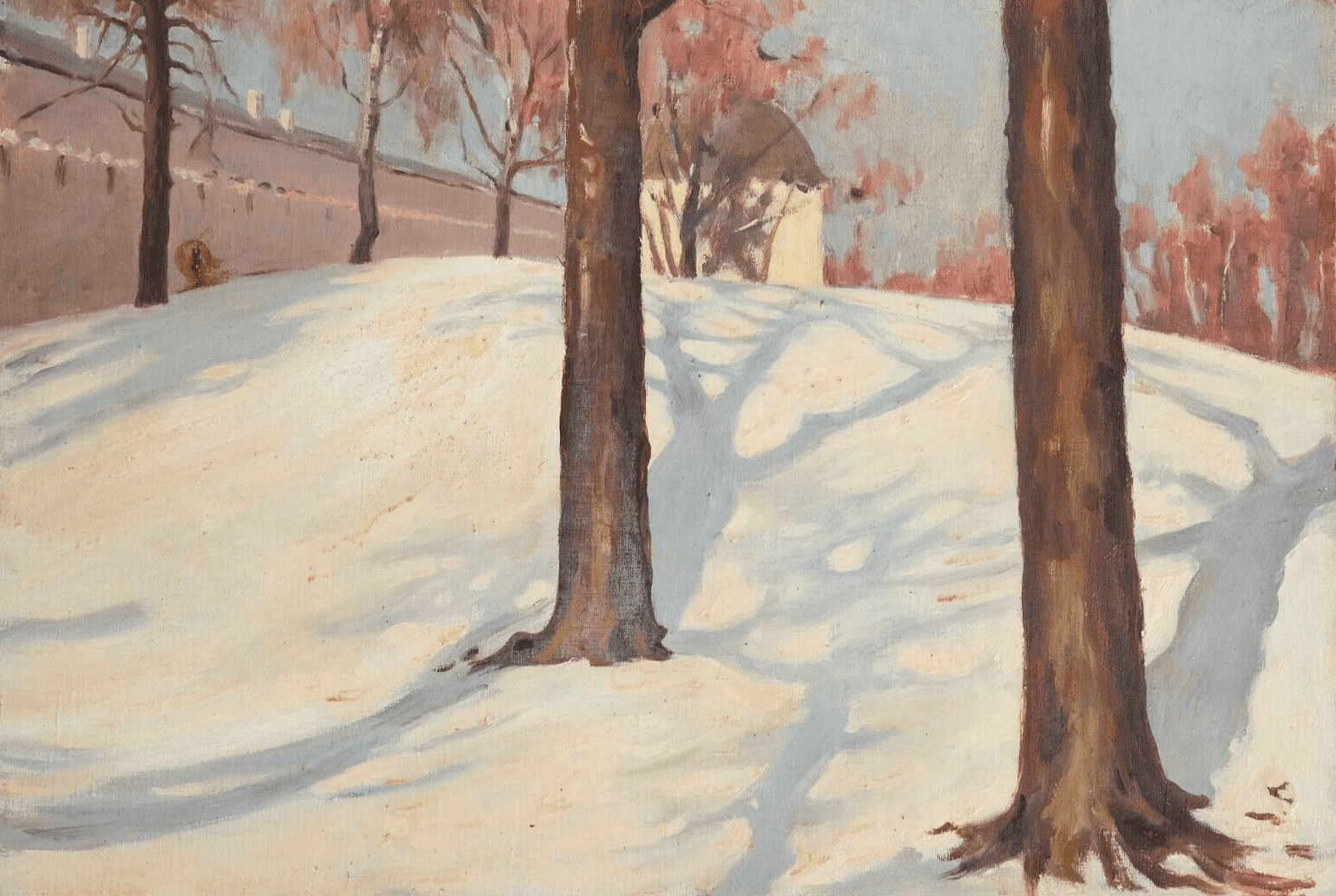 Antique Painting Original Winter Landscape Michail GUERMACHEFF (1867-1930)