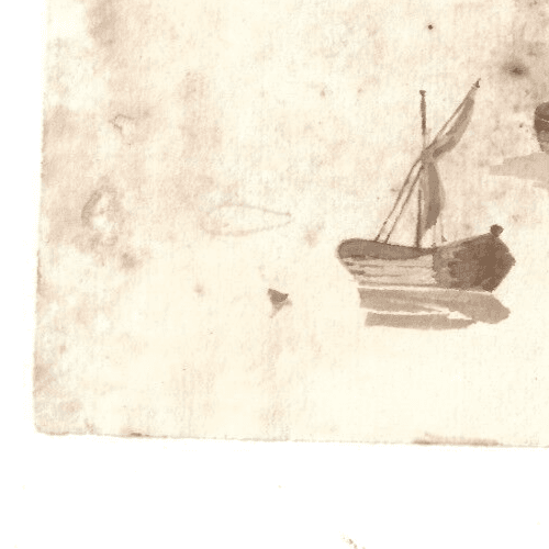 Antique Ink Drawing Original 19th century Boats Sketches image 3