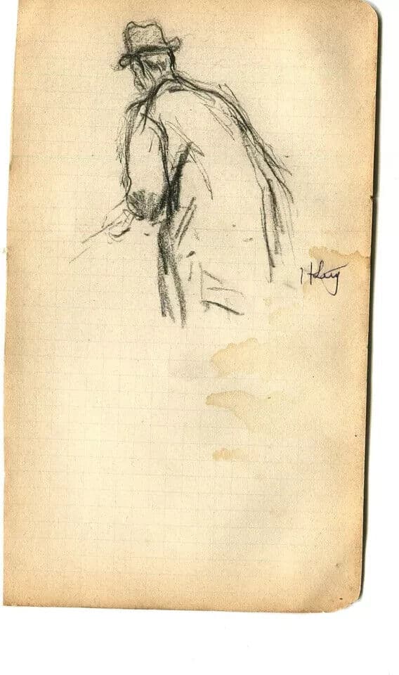 Vintage Art Nouveau Original Pencil Drawing Man Portrait image 5
