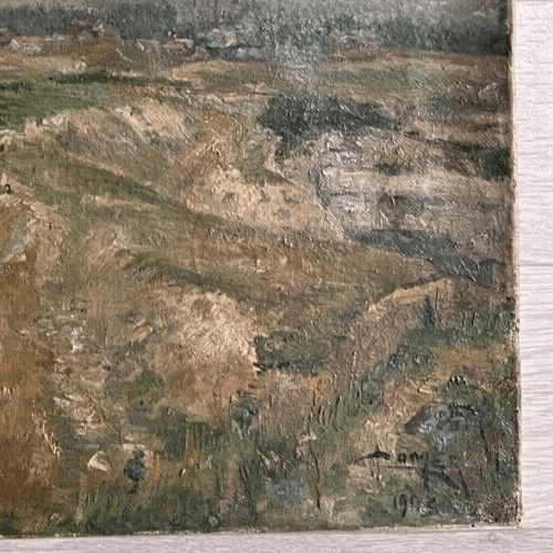 Antique Original Painting Landscape, Forest, Trees, Mountain signed image 4