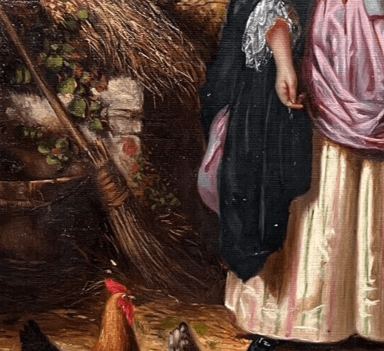 Antique Painting Original Portrait, Woman, Farmer 19th century Durand-Ruel image 4