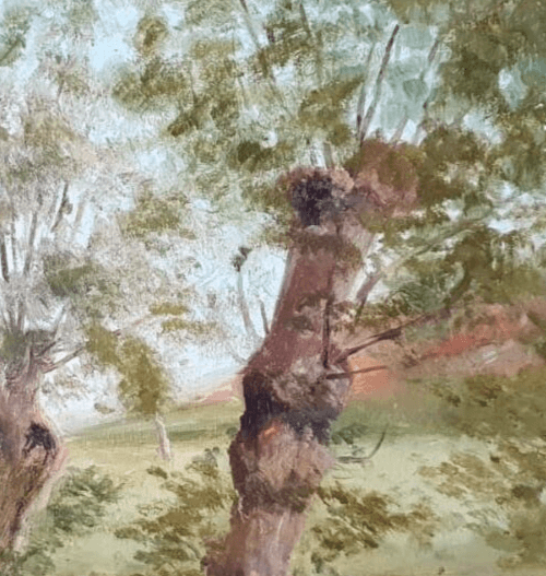 Antique Painting Original Landscape, Forest, Trees, Rocks signed 1888 image 5
