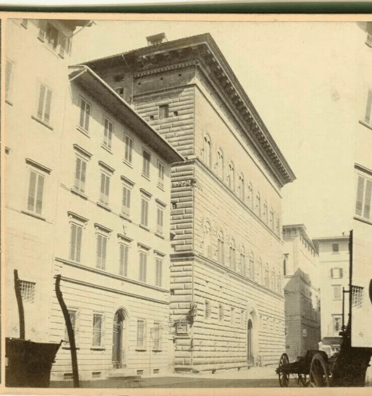 Vintage Stereoview Photograph Giacomo BROGI - Florence. Palazzo Strozzi c .1870 image 2