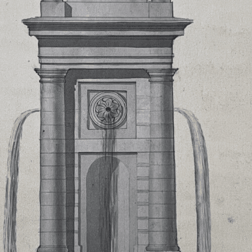 19th century Original Antique Drawing Fountain, Plans image 4
