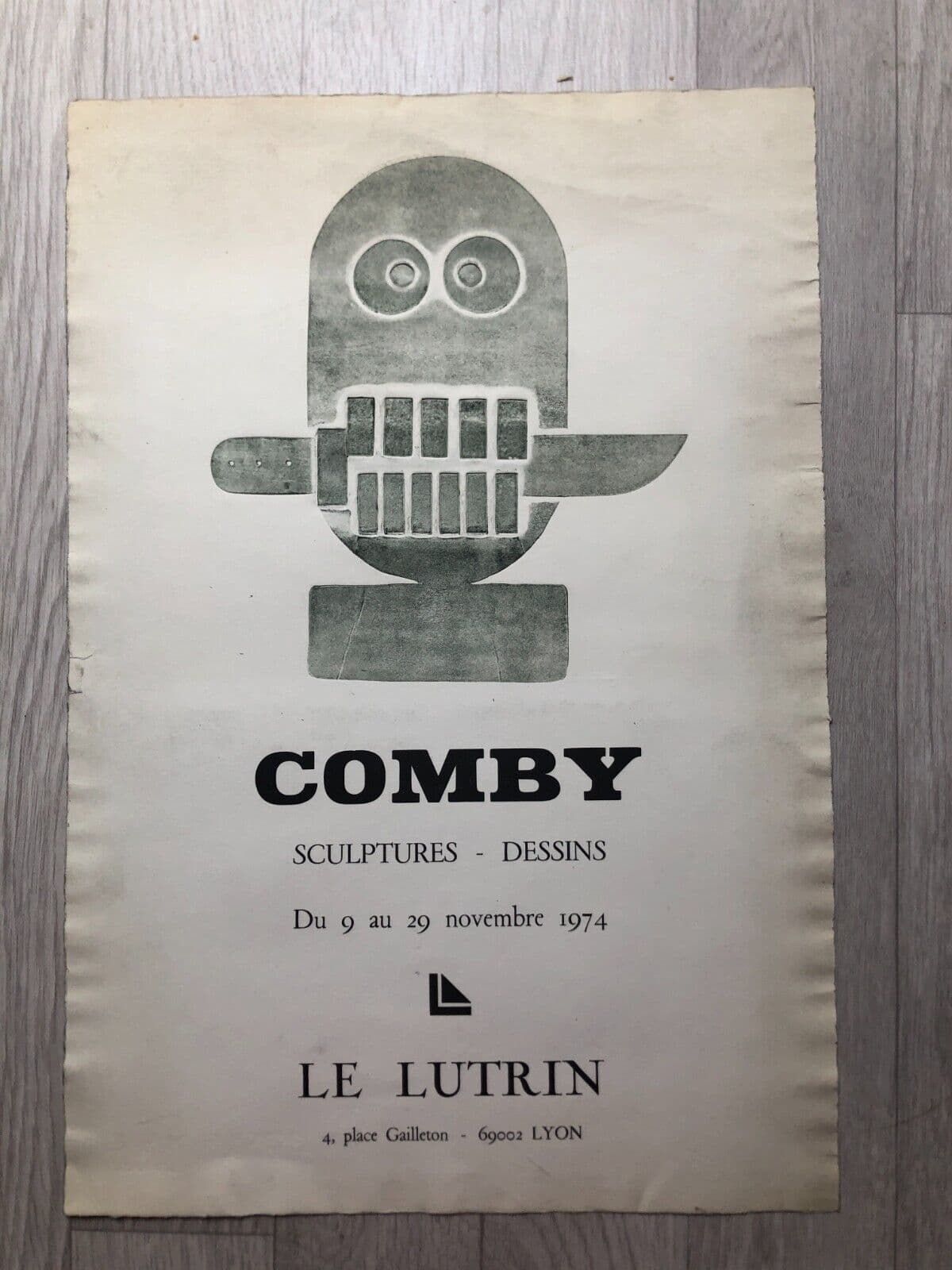 Vintage Poster Exhibition Sculpture Henry COMBY 1974 image 2