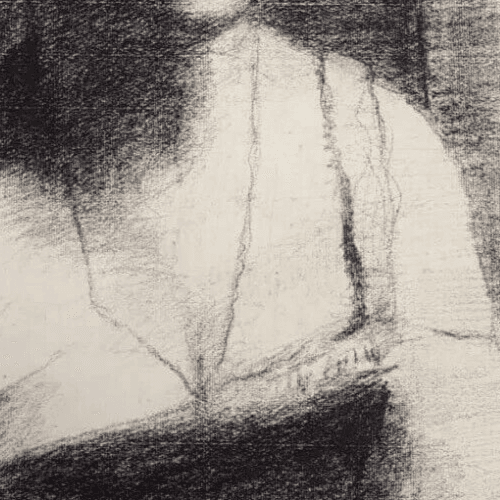 Antique Drawing Charcoal Woman Portrait with Necklace image 6
