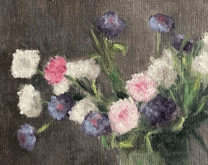 Antique Painting Original Floral, Flowers, Roses, Still Life, Drinks image 2