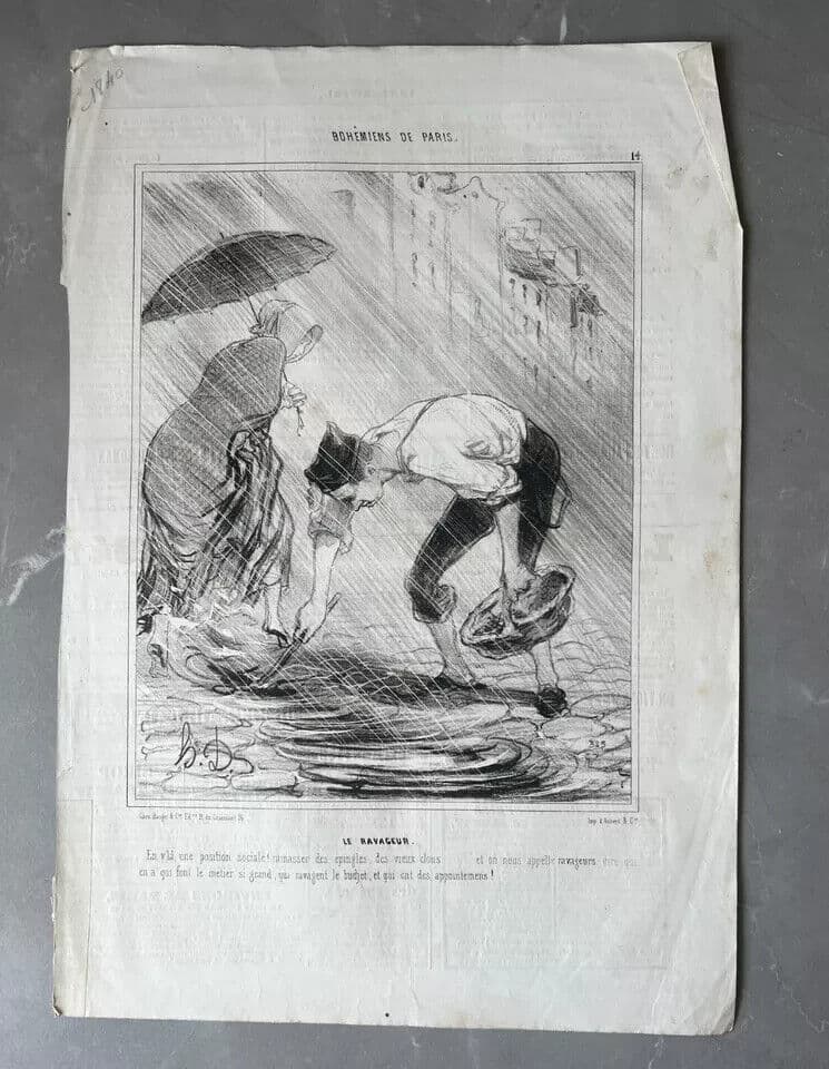 Antique Print 19th century Daumier, Bohemiens de Paris, le Ravageur image 6