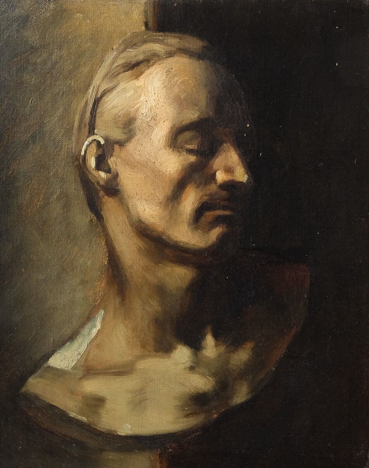 Antique Original Painting Man, Portrait, Sculpture 19th century image 1