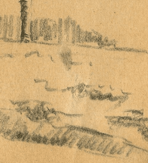 Antique Original Pencil Drawing Tree, Vegetation, Landscape, Leaves c. 1900 image 5