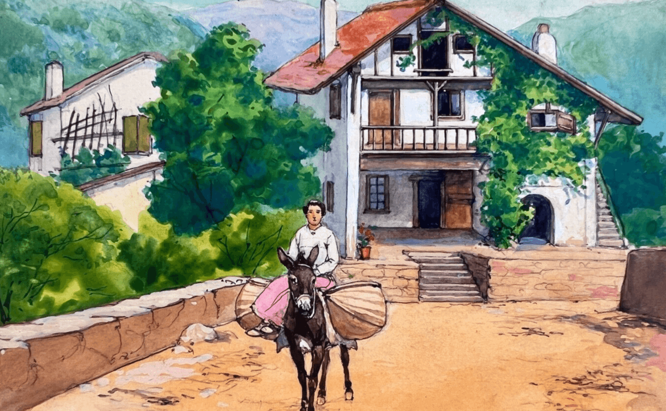 Drawing Illustration Woman on Donckey