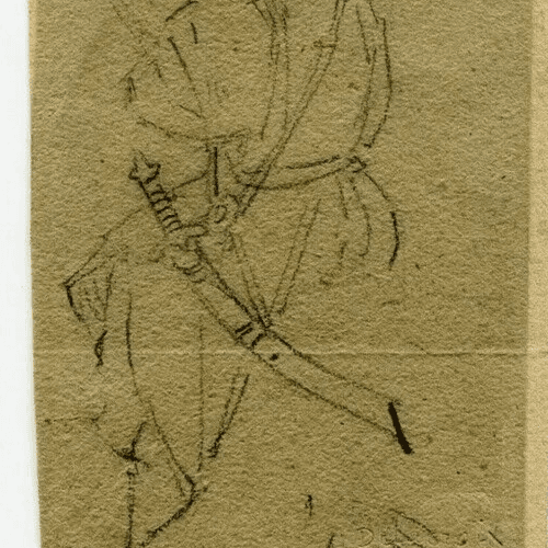 Antique Pencil Drawing 19th century Soldier, Military, Orientalist Artwork image 3