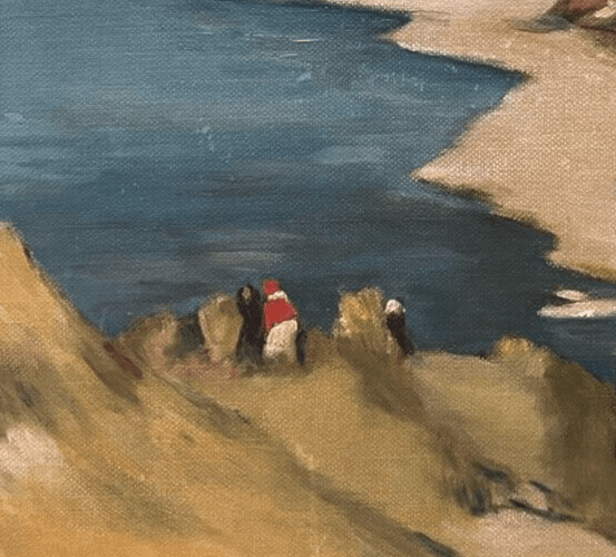 Antique Original Painting Seaside Hills Landscape Signed image 2