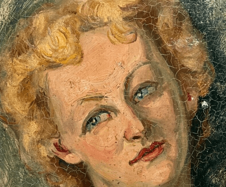 Antique Painting Oil Original Blonde Woman Portrait image 2