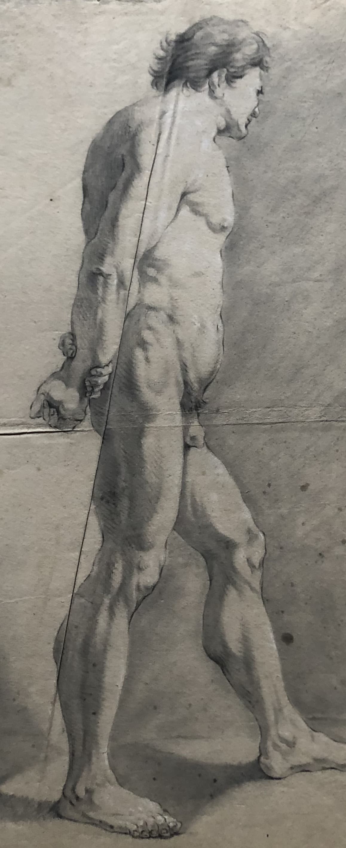 Drawing Nude Man Portrait Hands on the Back image 1