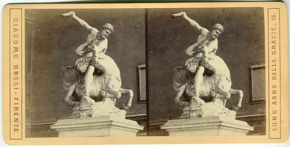 Vintage Stereoview Giacomo BROGI - Florence Il Centauro di Gian Bologna c. 1870 image 3