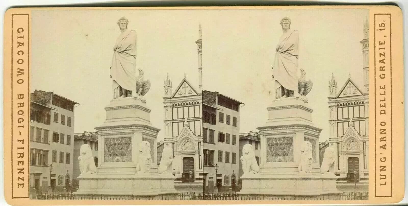 Vintage Stereoview - Giacomo BROGI - Florence. Dante Alighieri del Pazzi c1870 image 6